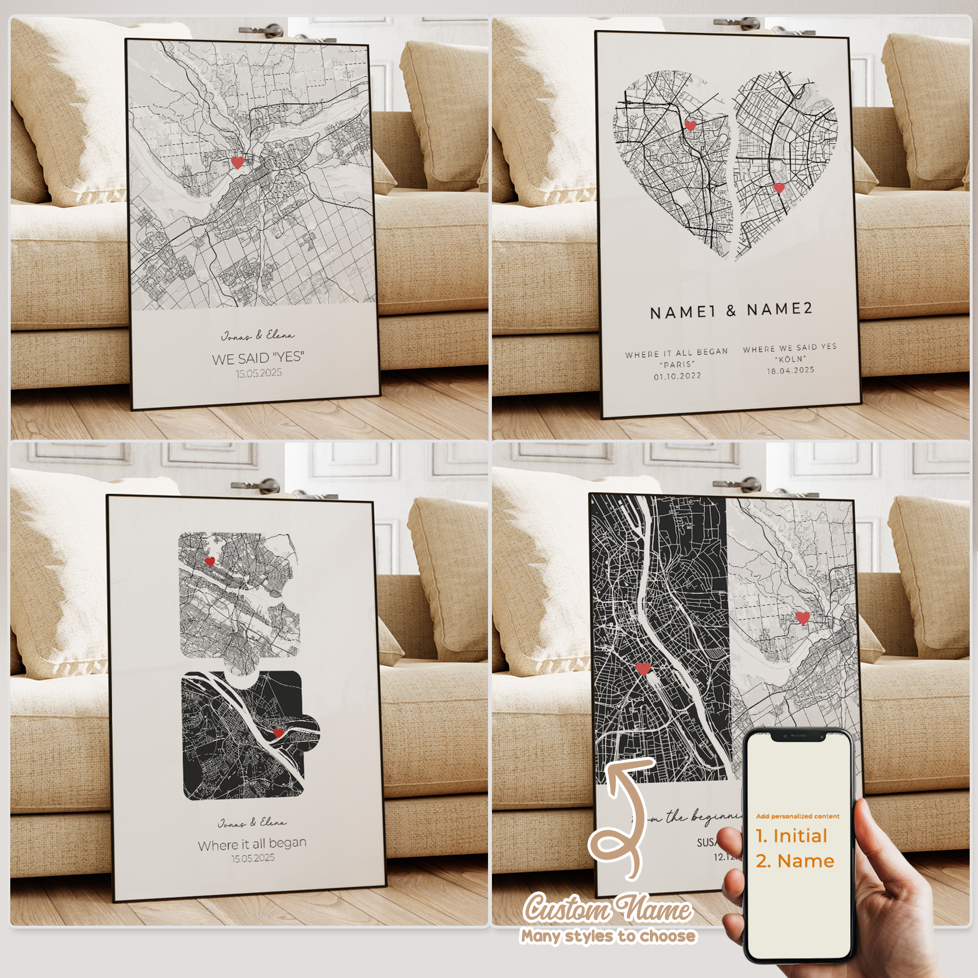 Custom Star Map - Modern Custom Personalized Couple Color City
