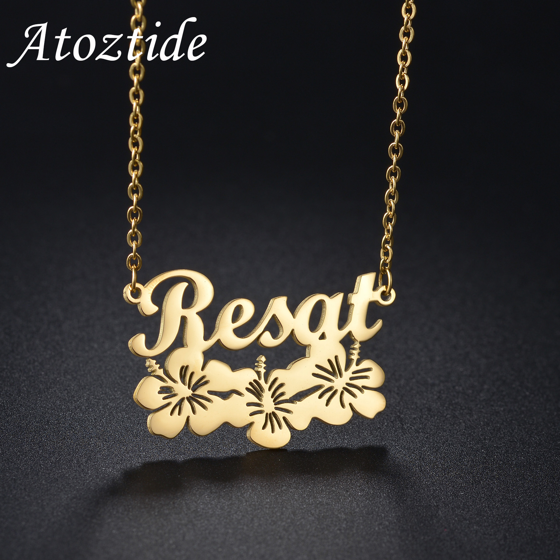 Birth Flower Necklace - Atoztide Personalized Custom Plants Name Necklaces