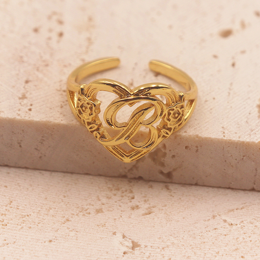 Gold Personalized Initials Hea - Initial Ring Custom ulasan dan harga