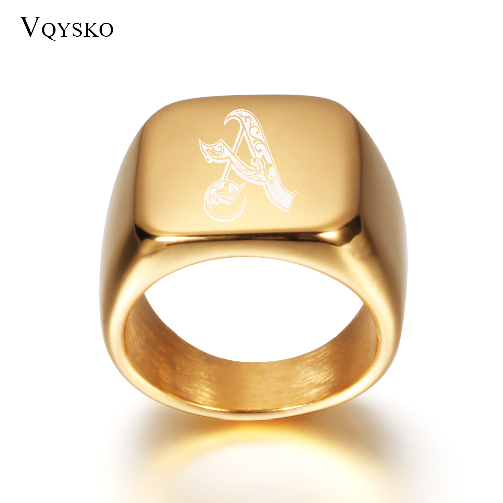 Gold Tone Mens Big Letter Ring - Initial Ring Custom ulasan dan harga