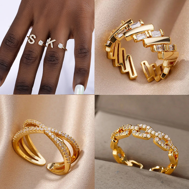 Zircon Initial A-Z Letter Ring - Initial Ring Custom ulasan dan harga
