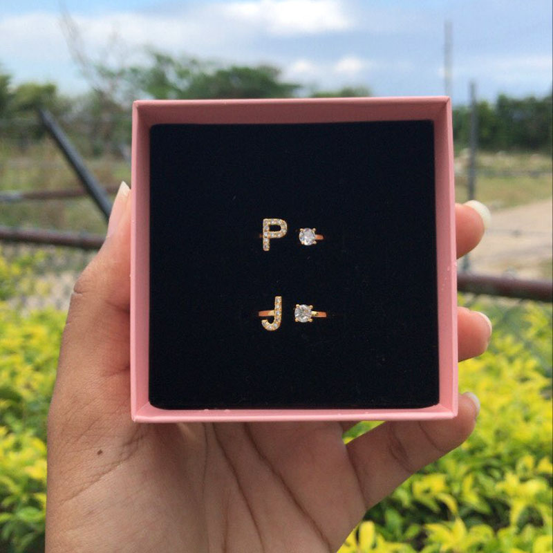 Zircon Initial A-Z Letter Ring - Initial Ring Custom ulasan dan harga