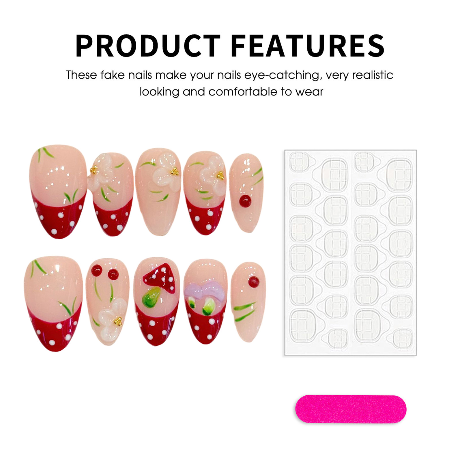 10Pcs Red White Polka Dot Desi - Pressed Flower Art ulasan dan harga