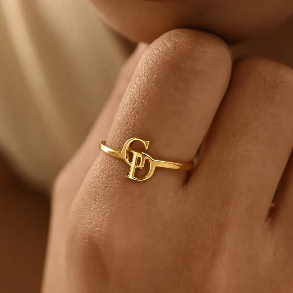 Customized Two Letter Ring for - Initial Ring Custom ulasan dan harga