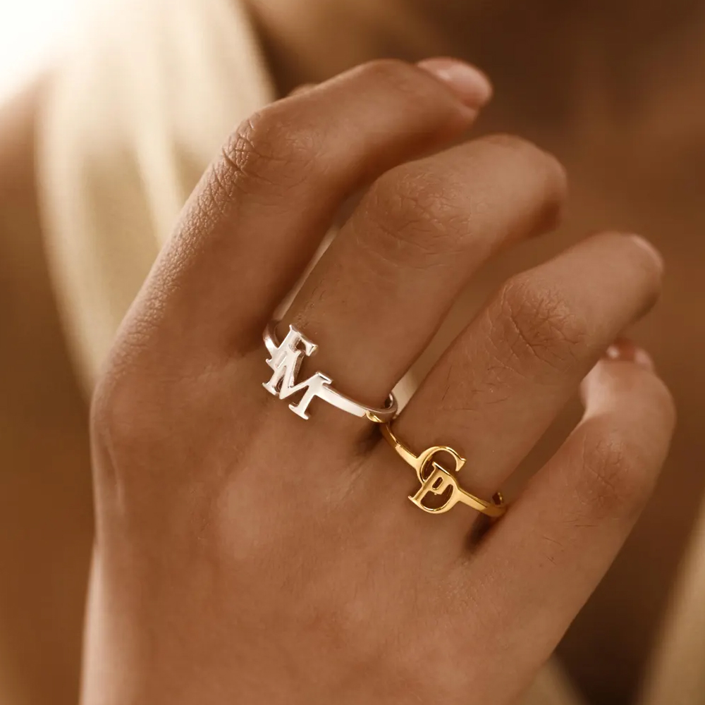 Customized Two Letter Ring for - Initial Ring Custom ulasan dan harga
