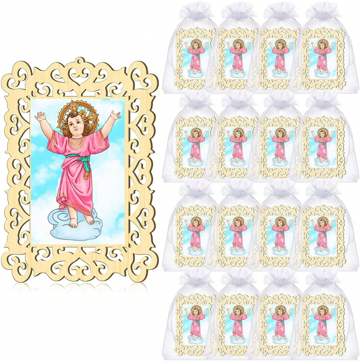 12pcs Wooden Framed Divino Nin - Engraved Wood Frame ulasan dan harga