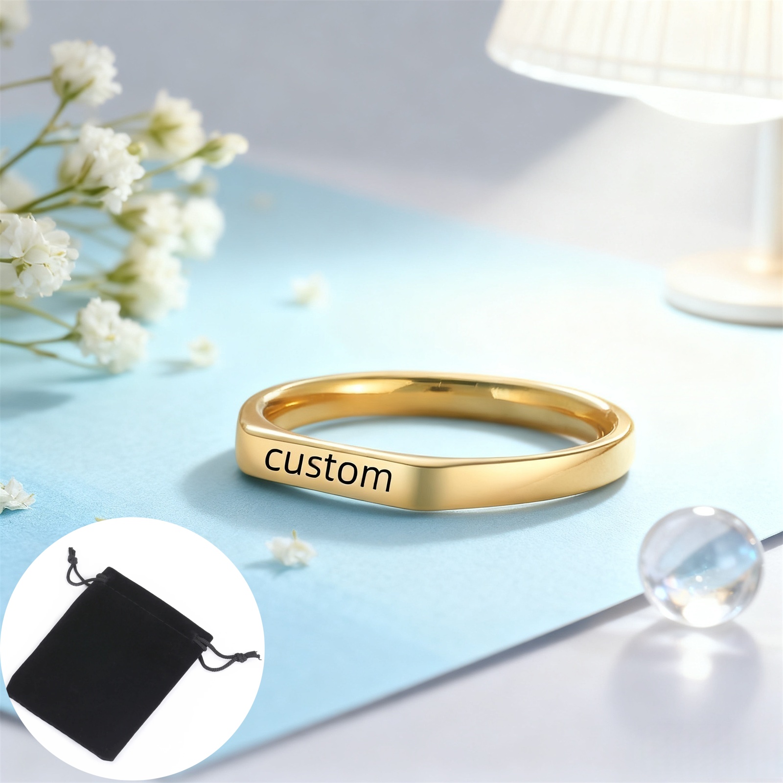 Customized Date Name Ring Stai - Initial Ring Custom ulasan dan harga
