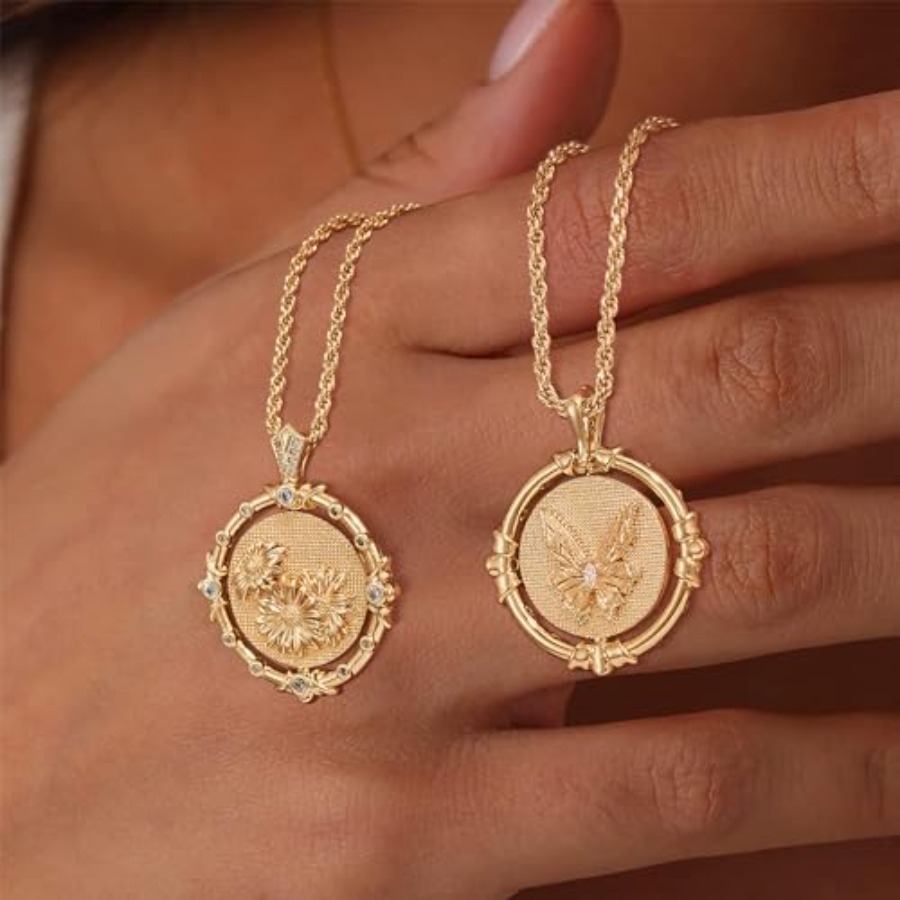 Fettero Gold Necklace for Wome - Birth Flower Necklace ulasan dan harga