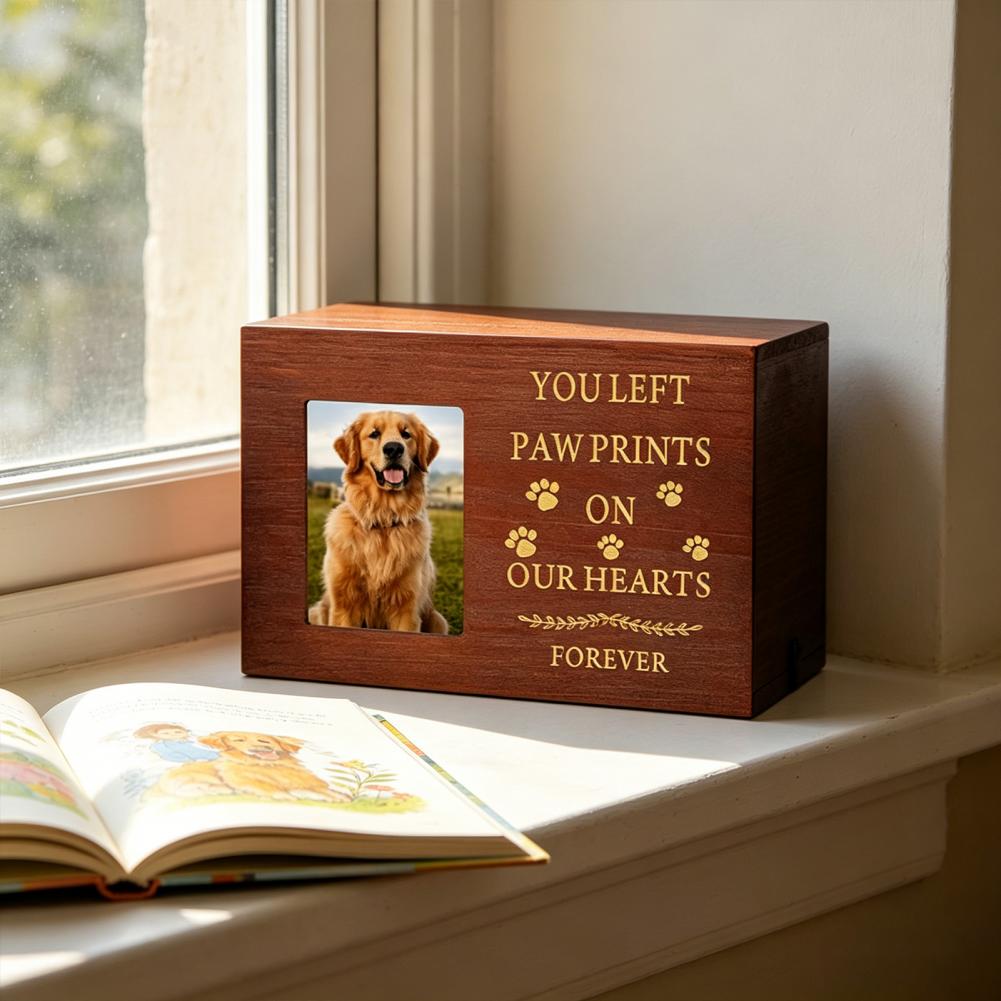 Wooden Pet Urn Solid Wood with - Engraved Wood Frame ulasan dan harga