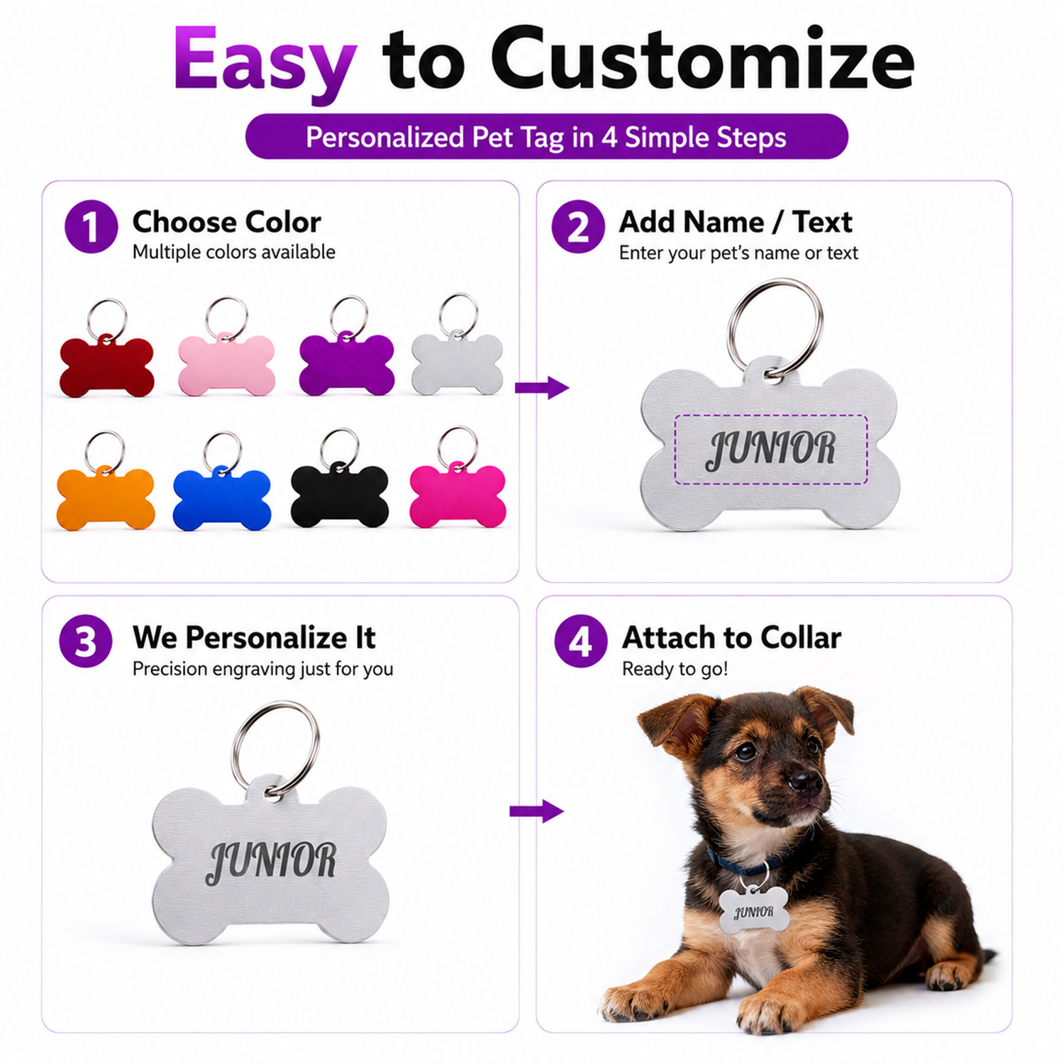 Bone Shaped Custom Name Dog Ta - Pet Portrait Custom ulasan dan harga