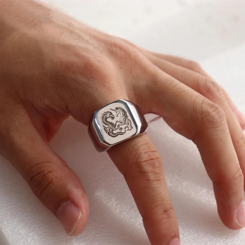 Stainless Steel Jewelry anillo - Initial Ring Custom ulasan dan harga