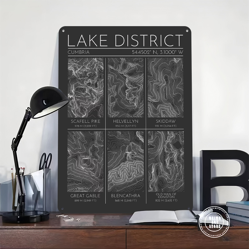 Lake District Mountains Topogr - Custom Map Poster ulasan dan harga